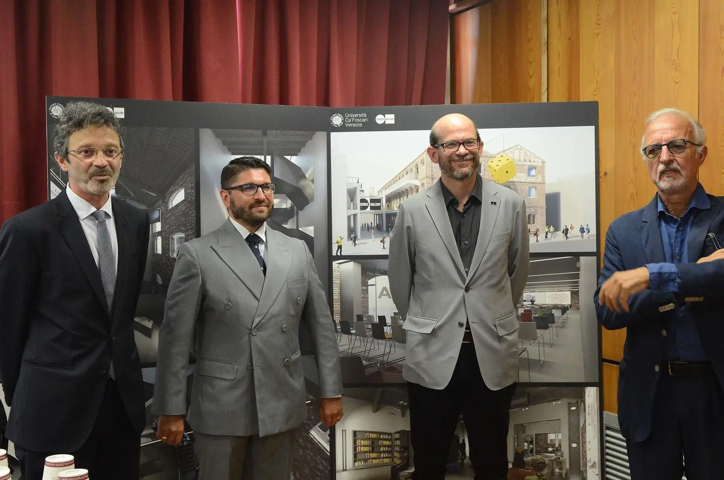 Interpress/Gf.Tagliapietra, 29.07.20.- Michele Bugliesi, Pino Musolino, Giorgia Pea, Neal Hartman, Cecchetto alla presentazione del progetto della tesa 4 san Basilio.