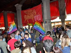 Interpress/Mazzega Scattolin Venezia, 05.09.2015.- Manifestazione LGBT in pescheria di Rialto.-