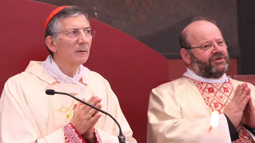 Il patriarca Francesco Moraglia con don Dino PIstolato