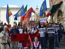 Interpress/Gf.Tagliapietra. 23.04.2017.- Manifestazione pacifica dei consavari sul ponte di Rialto.