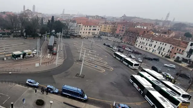 Interpress\M.Tagliapietra Venezia 02.02.2020.- Bomba Day. Piazzale Roma e Ponte della Liberta' deserti.