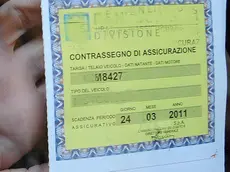 Una ragazza sistema il contrassegno dell'assicurazione sul parabrezza dell'auto, in un'immagine d'archivio. I premi rc auto sono in Italia in media più elevati e crescono più velocemente rispetto a quelli dei principali paesi europei. E' quanto emerge da un'indagine Antitrust sul settore. Il premio medio è più del doppio di quelli di Francia e Portogallo, supera quello tedesco dell'80% circa e quello olandese di quasi il 70%. ANSA/CLAUDIO ONORATI