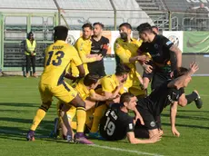 Una fase concitata del match tra il Venezia e il Modena (foto Interpress)