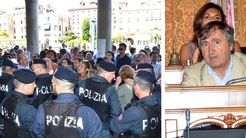 Interpress/Mazzega Venezia, 29.07.2016.- Consiglio Comunale, Cà Farsetti presidiata dalle forze dell'Ordine per la protesta dei Comunali e BLM.-