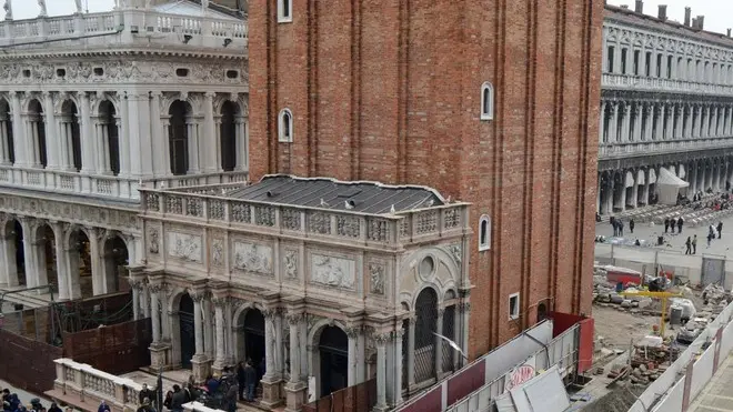 Interpress/Tagliapietra Venezia 29.03.2013.- Cantiere campanile di San Marco accorciato.