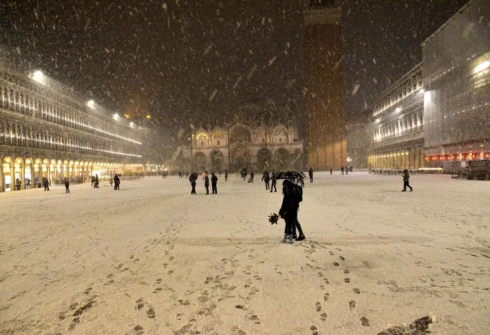 Interpress/Mazzega Venezia, 13.01.2017.- Neve a Venezia, San Marco