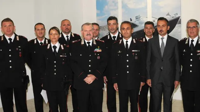 Interpress/Mazzega Mion Venezia, 13.09.2013.- Carabinieri Venezia, nella foto il gruppo dei premiati con al centro il Gen. D. Sabino Cavaliere e tutto a dx il Col.Masciulli.-