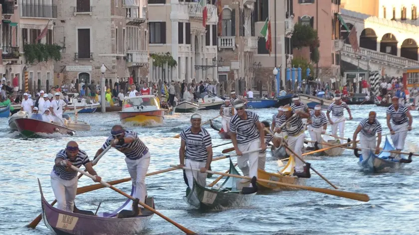 Interpress/Mazzega Scattolin Veneziam 06.09.2015.- Regata Storica 20105, Igor e Rudi Vignotto vincitori della regata gondolini