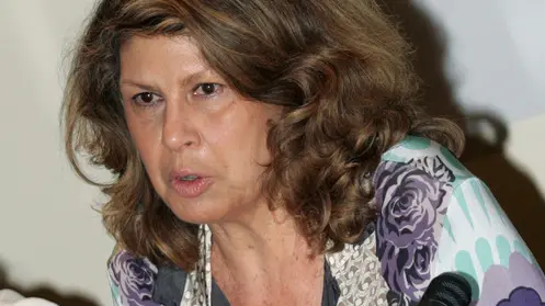 20090528 - ROMA - POL - BERLUSCONI: FRANCESCHINI, CONTINUEREMO BATTAGLIA SU VALORI. Silvia Costa durante il suo intervento, oggi 28 maggio 2009, nella sede del Partito Democratico a Roma. ANSA/FABIO CAMPANA/JI