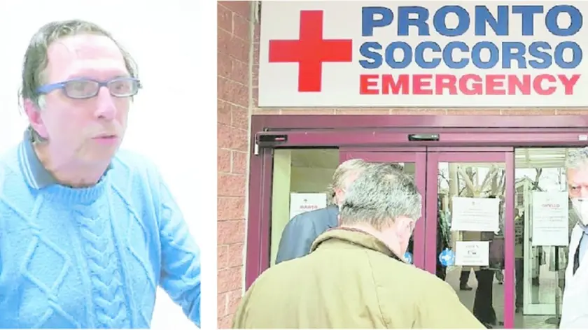 Il medico Vieri Riccioni e l'ingresso del pronto soccorso dell'ospedale di Chioggia