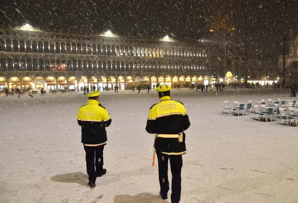 Interpress/Mazzega Venezia, 13.01.2017.- Neve a Venezia, San Marco
