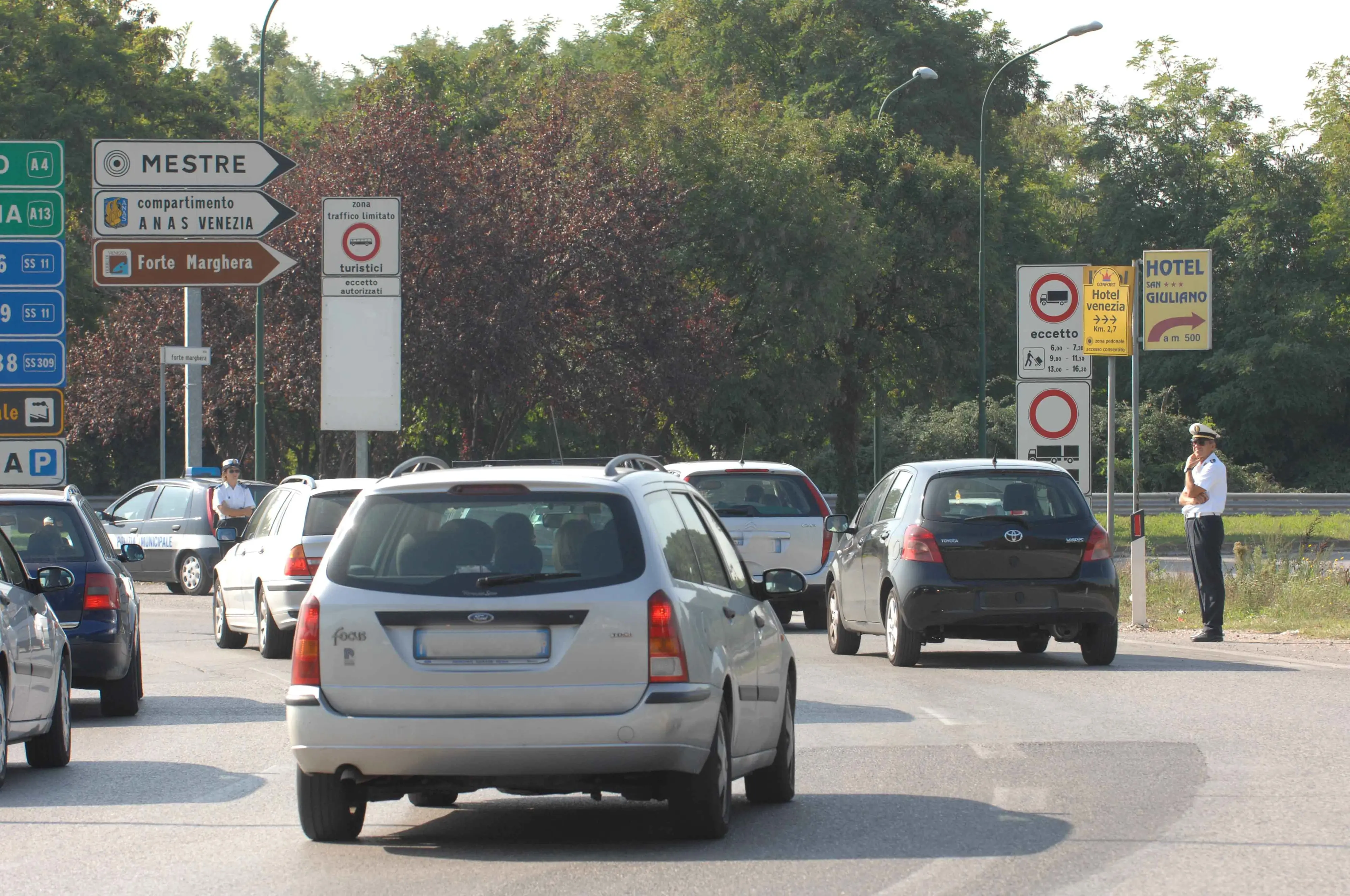 Un blocco del traffico a Mestre