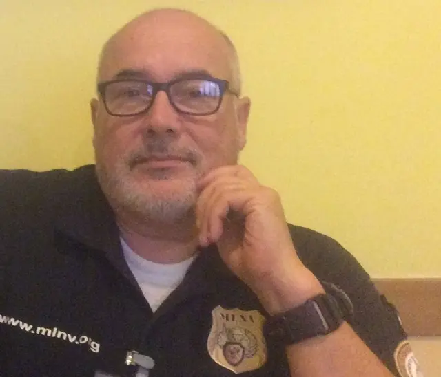 Sergio Bortotto con la divisa della "polisia veneta"