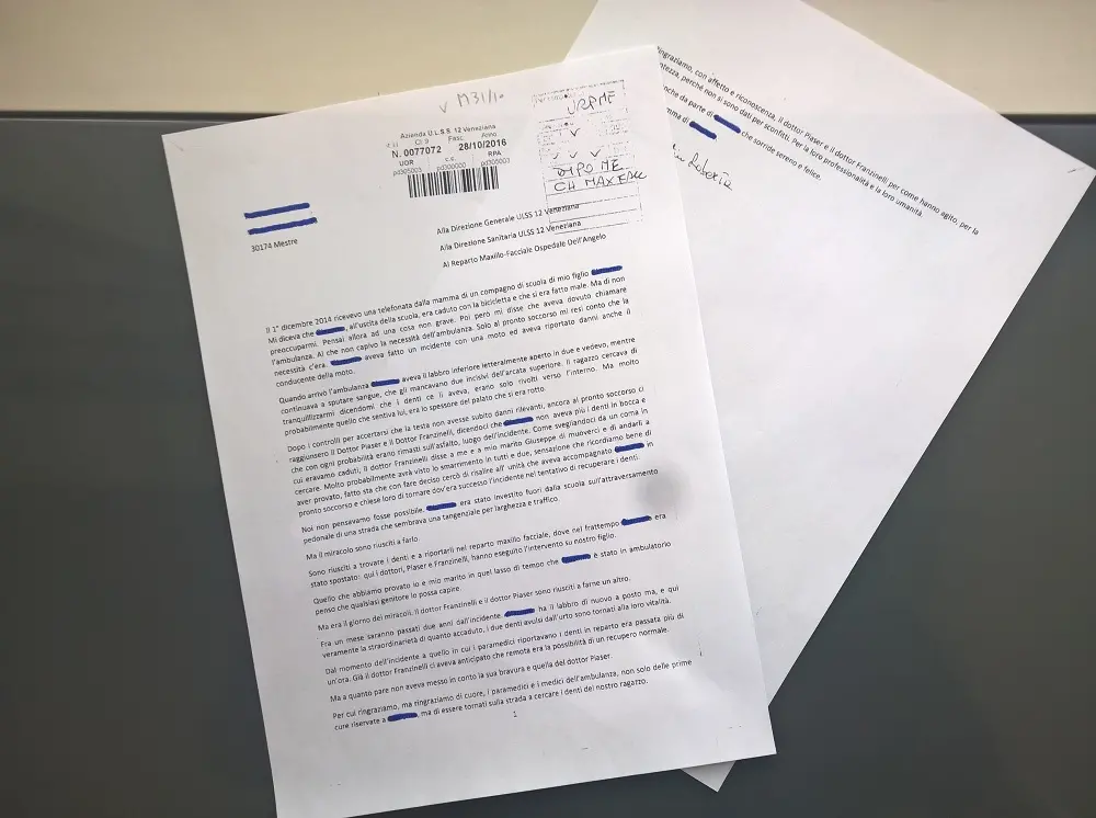 La lettera di ringraziamento della famiglia di Paolo