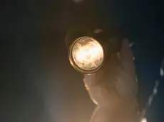 Hand holding flashlight