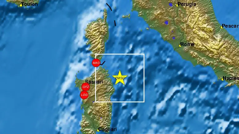 Il terremoto del 2004 al largo della costa orientale della Sardegna