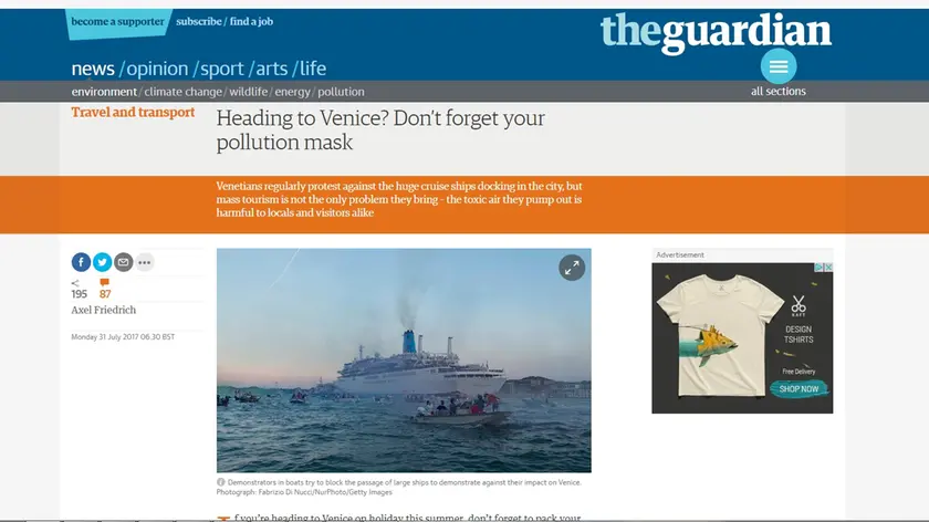 Il titolo dell'editoriale del Guardian