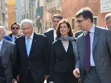 Interpress/ Mazzega.29.03.16.- La presidente della Camera Laura Boltrini per i 500 anni del Ghetto.Nella foto con Paolo Gnignatti e Renzo Gattegna