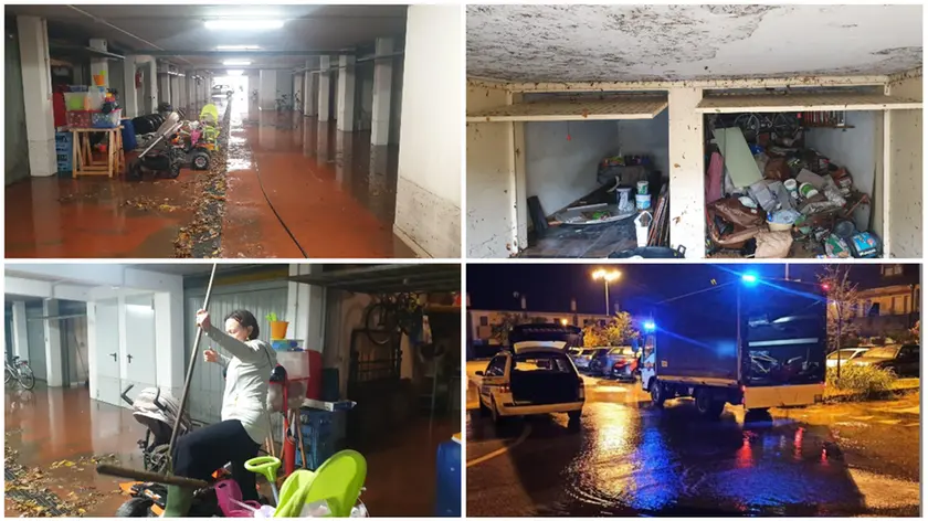 Maltempo a Mirano: strade e garage allagati (foto Pòrcile)