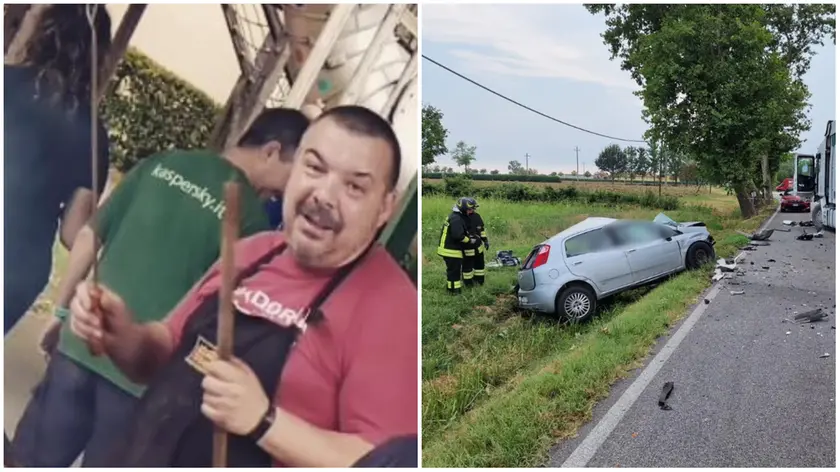 A sinistra Roberto Rinaldo, 53enne morto nel terribile incidente