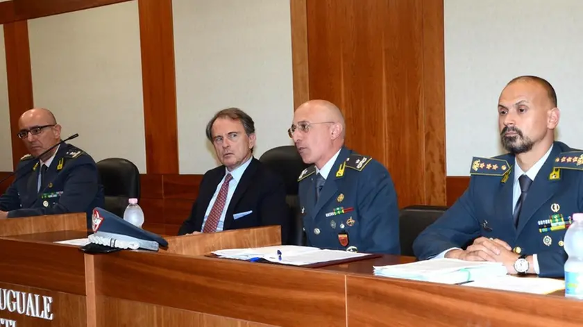 Interporess/Mazzega Venezia, 16.06.2017.-Procura della repubblica, 16 arresti per corruzione.- nella foto da sx il Gen. Antonino Maggiore, il Proc. Bruno Cherchi, il Col Campana ed il Gen. Reda