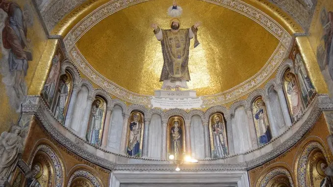 Interpress/M.Tagliapietra Venezia 29.01.2018.- Presentazione restauro dei mosaici del portale centrale di San Marco.