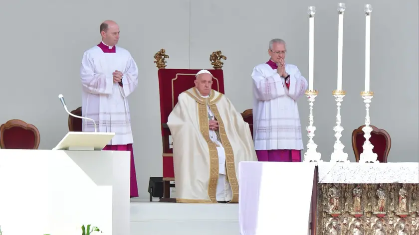 Papa Francesco durante la messa a San Marco