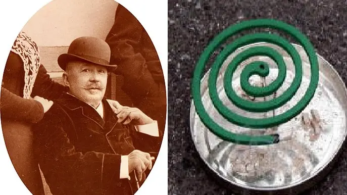 Giovan Battista Zampironi con la popolarissima invenzione che porta il suo nome
