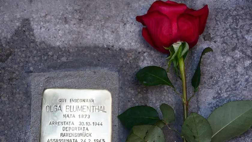 Interpress/M.Tagliapietra Venezia 22.01.2018.- Pietra d'inciampo in memoria di Olga Blumenthal. Cà Foscari.