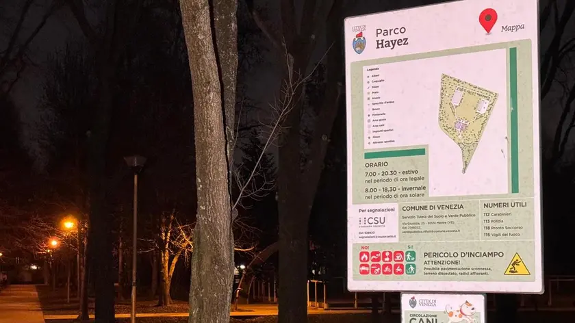 Il parco Hayez a Mestre, teatro dell'aggressione