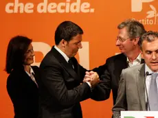 Matteo Renzi con Felice Casson e Alessandra Moretti presso Teatro Toniolo, Mestre.