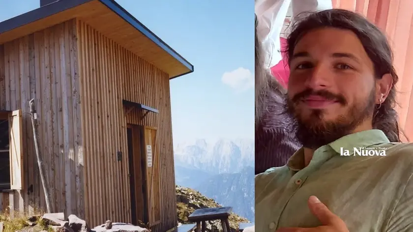Il bivacco Paolo e Nicola e a destra il ragazzo disperso, Nicola Spagnolo, 26 anni di Scorzè