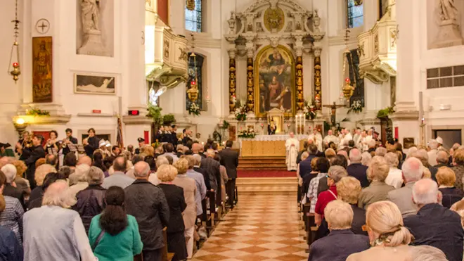 Visita del Patriarca di Venezia Francesco Moraglia a Mestre in occasione dei festeggiamenti di San Michele patrono della città e delle Forze dell'Ordine.