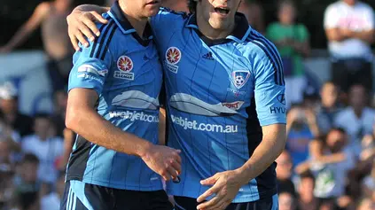 (CRUCCU) JESOLO 13/08/2013 MATTEO BOEM SYDNEY FC (MAGLIA AZZURRA) VS VICENZA L'ESULTANZA DOPO IL GOL