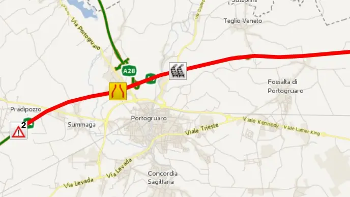 L'indicazione delle code da parte di Autostrade Alto Adriatico