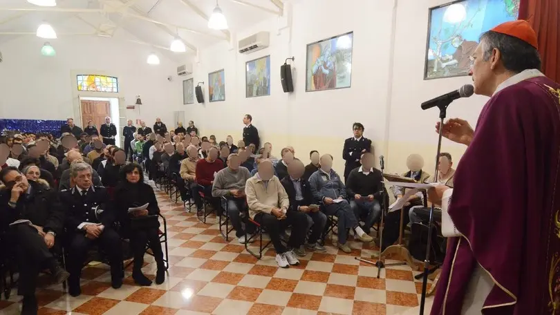Intepress/GF.Tagliapietra Venezia 18.12.2013.- Messa del Patriarca Francesco Moraglia al Carcere di S. Maria Maggiore.