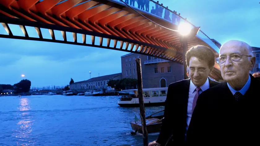 L'architetto Calatrava e il presidente Napolitano all'inaugurazione del Ponte della Costituzione