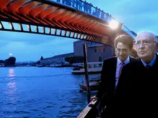 L'architetto Calatrava e il presidente Napolitano all'inaugurazione del Ponte della Costituzione