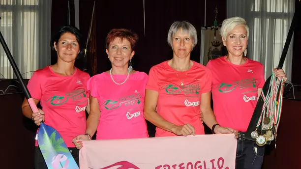 Foto Agenzia Candussi / Baschieri / Municipio Mestre / Conferenza stampa presentazione Trifoglio Rosa Canottieri Mestre che parteciperà alla gara Dragon Boat in Russia Nella foto: Piroddi Cristina, Zennaro Tiziana, Paolin Valeira, Pieretto Manuela.