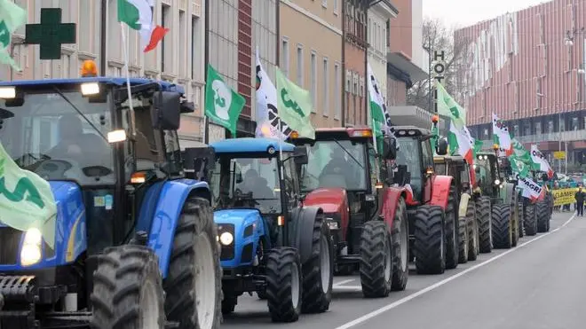 LAZZARINI FGAVAGNI SAN DONA MANIFESTAZIONE IN PIAZZA - Il corteo dei trattori ieri a San Dona'