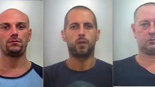I tre arrestati: Jonathan Causin, Marco Berna e Francesco Paolo Bonifacio