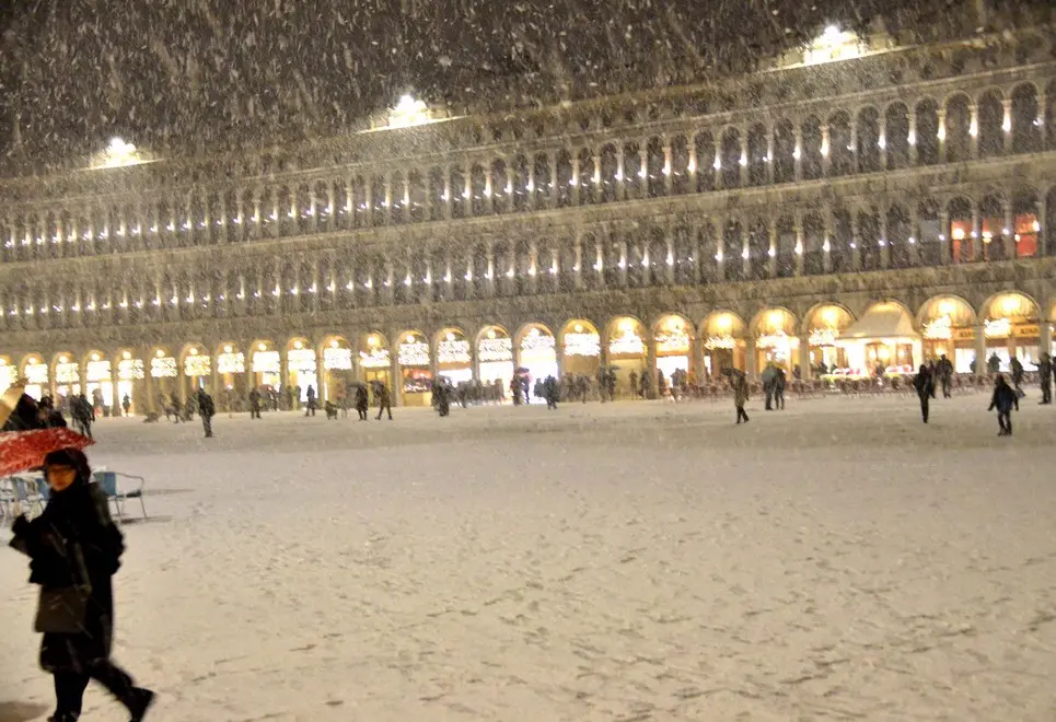 Interpress/Mazzega Venezia, 13.01.2017.- Neve a Venezia, San Marco