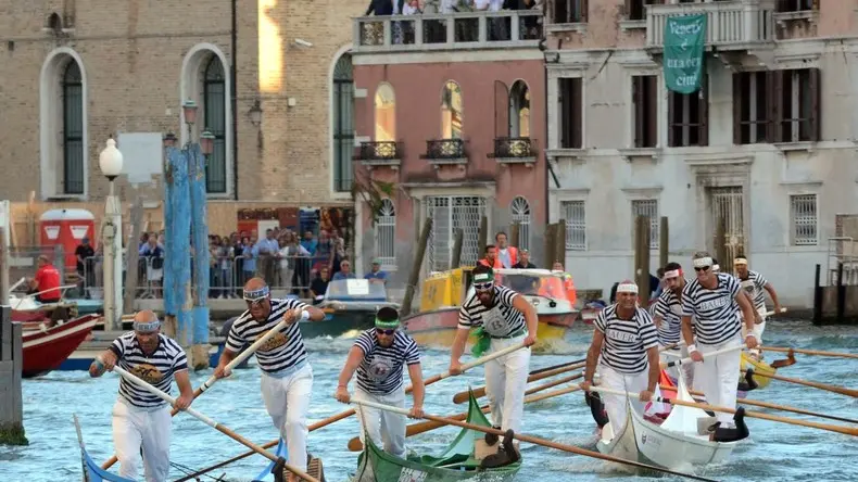 Interpress/Mazzega Venezia, 03.09.2017.- Regata Storica , i vincitori gondolini Rudi e Igor Vignotto