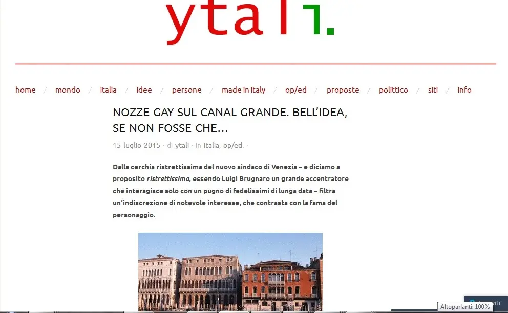 Il sito internet di Ytali