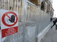 Il cantiere allestito in piazza San Marco