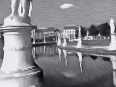 Un disegno di Prato della Valle a Padova per il racconto di Ferdinando Camon