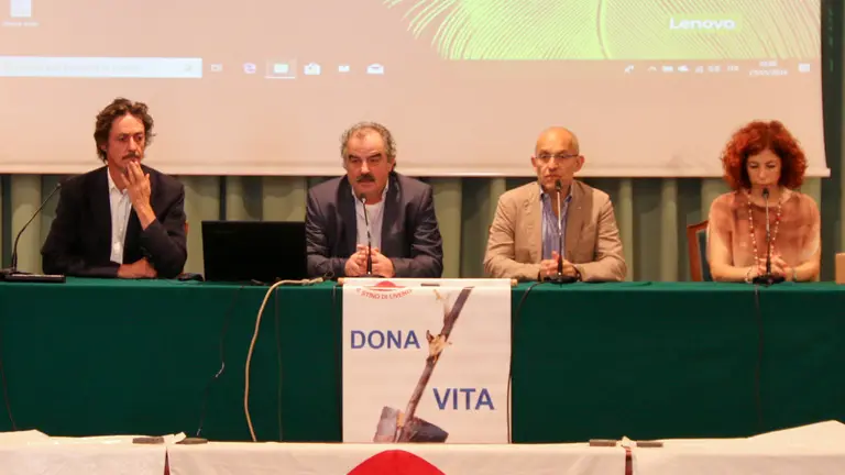 Foto Agenzia Candussi/Scattolin/Via Visinoni, Mestre / Giornata delle donazioni e dei trapianti 2018 presso il centro Cardiologico Urbani, nella foto da destra Momesso, Lamarra, Lorenzon e Lisutti