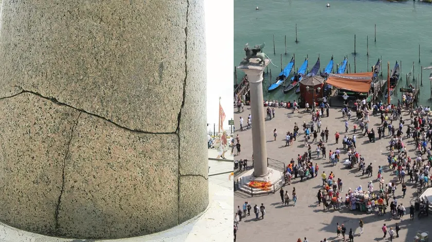 Interpress/M.Tagliapietra Venezia 07.06.2018.- Crepe sulle colonne Marco e Todaro. Colonna Todaro