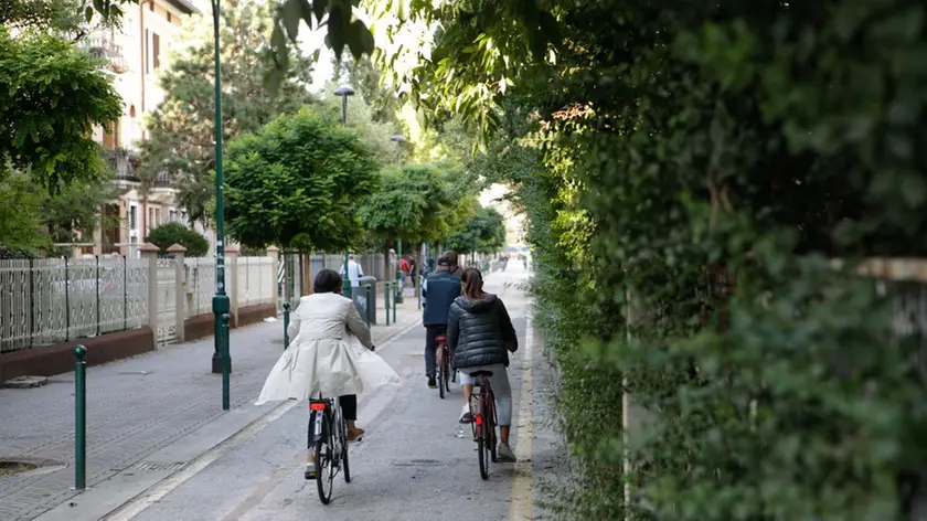 Foto Agenzia Candussi/ Chiarin/ Mestre, via Dante/ Pista ciclabile