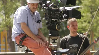 Le riprese del film «Nudi alla meta» ieri a Marghera